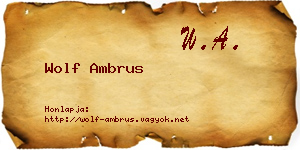 Wolf Ambrus névjegykártya